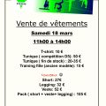 Vente de vêtements le samedi 18 mars 2023 à Sportcity